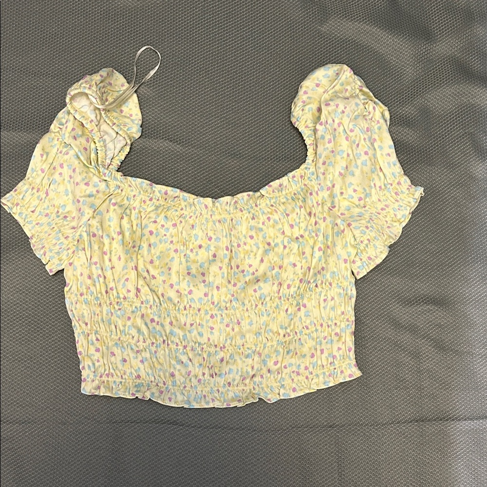 Zara Yellow Floral Off-Shoulder Blouse